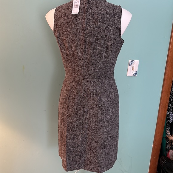 NWT LOFT black-white tweed look sleeveless dress zipper back dress - Picture 5 of 8